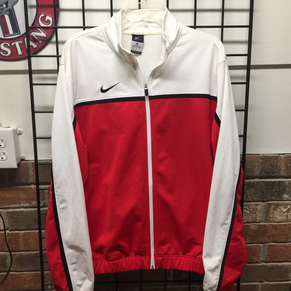Nike Warm Up Jacket Medium Dri-Fit Red White Black
